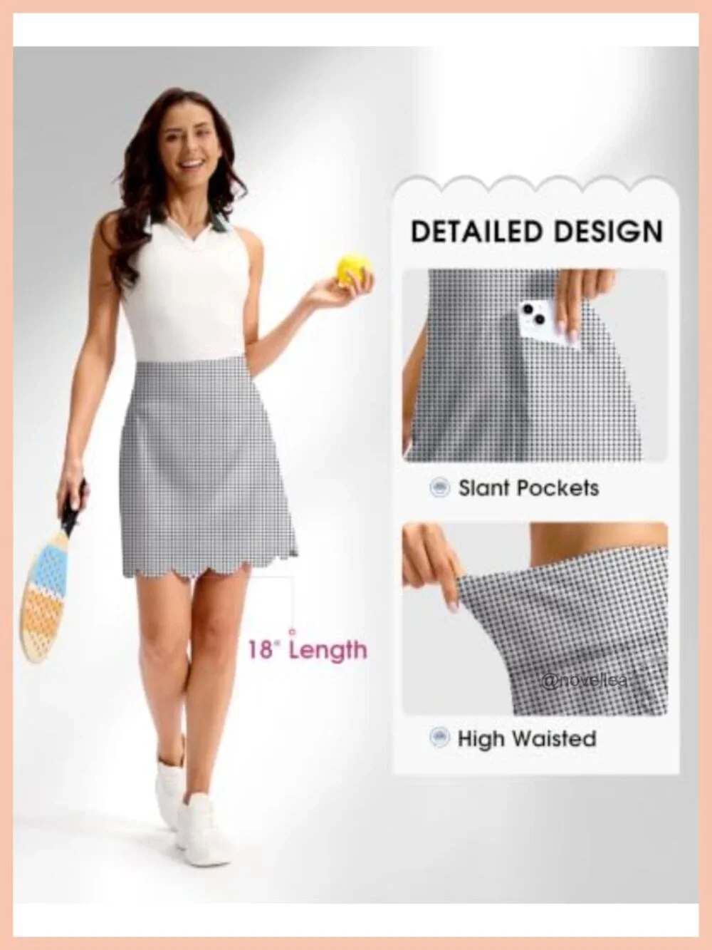 Women's Active Skort with Scalloped Hem and Built-in Shorts